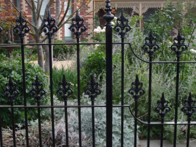 Black wrought iron fence