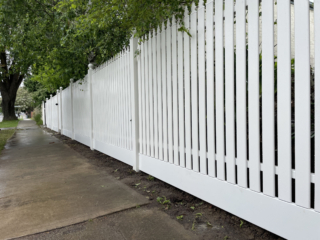 natural white steel picket fence sliding gate - Haven Fencing