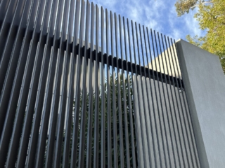 Steel blade louvre fence - Toorak toorak-steel-blade-louvre-fence